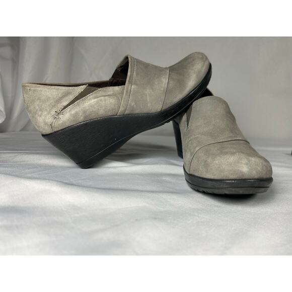 Dansko Rosaline Wedge Gray Leather Clog/Shoe size 37career business casual - Picture 2 of 9